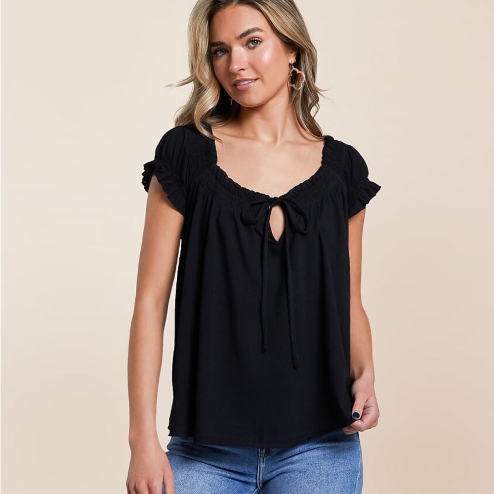 HYFVE Black Women's Ruffle Top